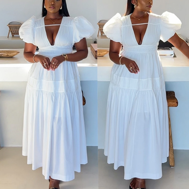 Robe bouffante col V