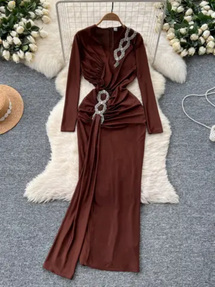 Robe longue avec strass