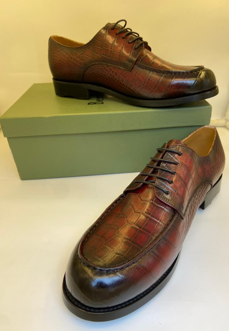 Chaussures Homme – Derby Croco Marron